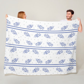 Blau-graues botanisches Aquarellmuster Fleecedecke