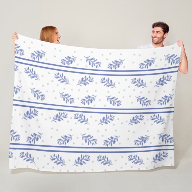 Blau-graues botanisches Aquarellmuster Fleecedecke (Beispiel)