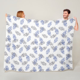 Blau-graues botanisches Aquarellmuster Fleecedecke
