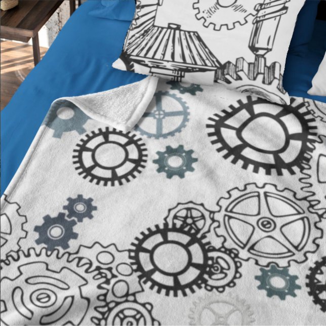 Blau-graues weißes Muster für Boys Room Dekoration Fleecedecke (This listing is for the blanket only.  )