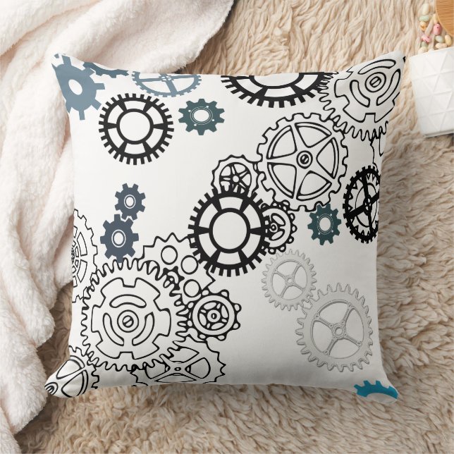 Blau-graues weißes Muster für Boys Room Dekoration Kissen (Decke)