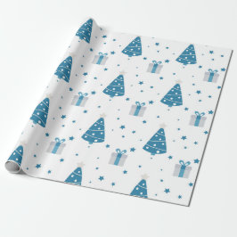 BLAU & GRAY CHRISTMAS BÄUME & PRÄSENTE GESCHENKPAPIER