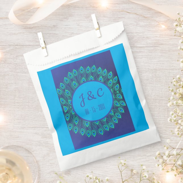 BLAU-GREEN-PEACOCK-FEATHERS GESCHENKTÜTCHEN (Ausgeschnitten)