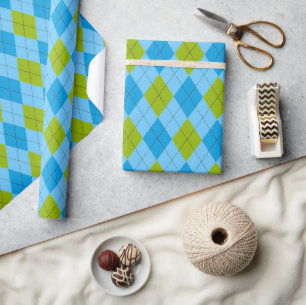 Blau & Grün Argyle Golf Geschenkpapier