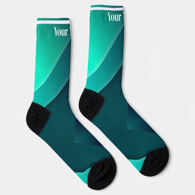 Blau & Grün | Benutzerdefinierter Name Socken (Rechts)
