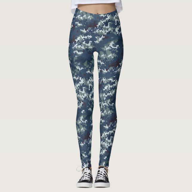 Blau grün/braun Camouflage Frauen Leggings (Vorderseite)