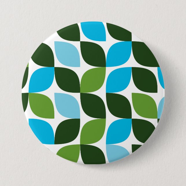 Blau, grün, cool, trendig, moderne Natur abstrakt Button (Vorderseite)