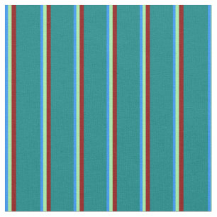 Blau, Grün, Dunkelrot und Aquamarine Linien Stoff