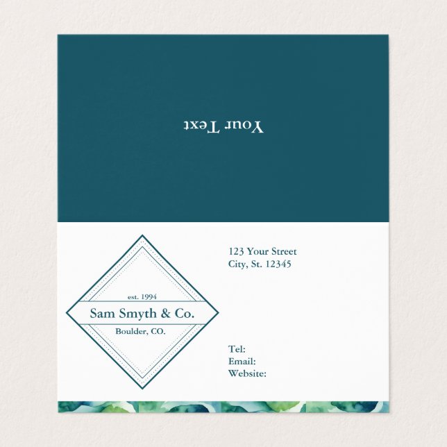 Blau/Grün für das Design von White Company Visitenkarten (Außenseite Aufgefaltet)