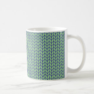 BLAU GRÜN GESTRICKT Weiße Tasse