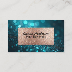 Blau Grün Glänzender Glitter Und Gold Visitenkarte