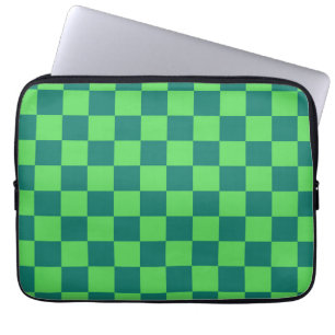 Blau-grün kariertes Gingham-Muster Laptopschutzhülle
