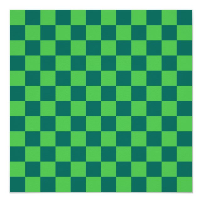Blau Grün kariertes Gingham-Muster Poster (Vorderseite)