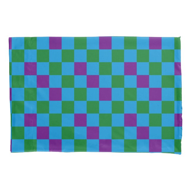 Blau Grün Lila Karomuster Design  Kissenbezug (Vorderseite)