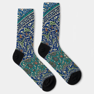 Blau Grün Orange Türkis Verzierte Arabische Muster Socken