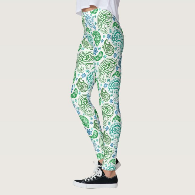 Blau-Grün-Paisley-Muster Leggings (Links)