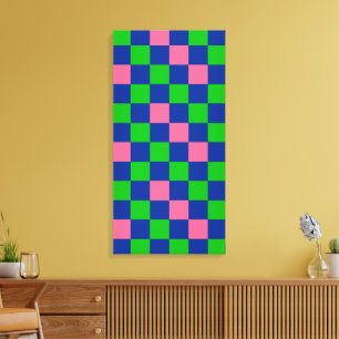 Blau Grün Rosa Kariertes Musterdesign Leinwanddruck
