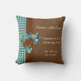 Blau, Grün u. karierter Baby-Elefant Browns Kissen