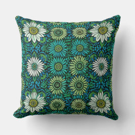 Blau, Grün und Weiß Muster Kissen