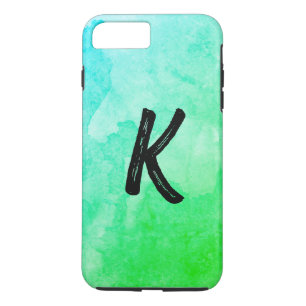 Blau Grün / Wasserfarbe / Monogramm Case-Mate iPhone Hülle