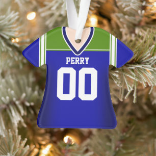 Blau/Grün/Weiße Football-Trikot Ornament