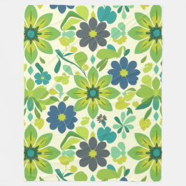 Blau-grüne Blumenfleece-Decke Fleecedecke