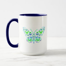 Blau-grüne Combo-Tasse mit mehreren Schmetterlinge Tasse