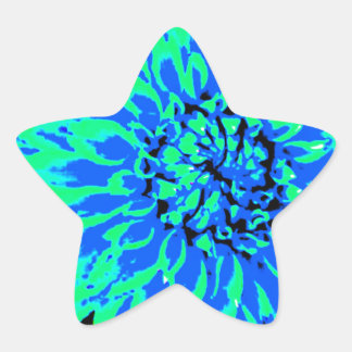 Blau-grüne Dahlien in Maurerkirsche Stern-Aufkleber