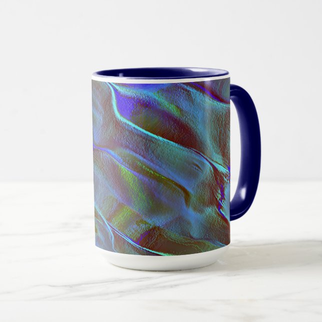 Blau-grüne digitale graue Satin-Schatten Tasse (VorderseiteRechts)