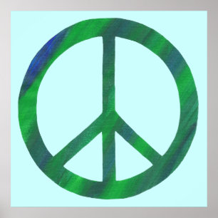 Blau-grüne Friedenszeichenposter Poster