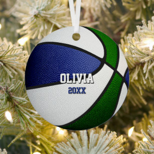 blau grüne Teamfarben Andenken Basketball Ornament Aus Metall