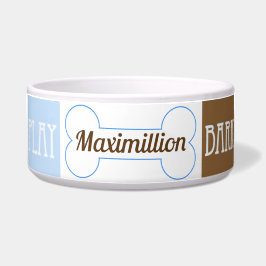 Blau-grüne und braun karierte Quadrate mit Namen Napf