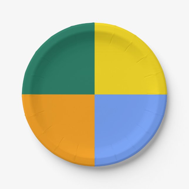 Blau-grüner Orange gelb Pappteller (Vorderseite)