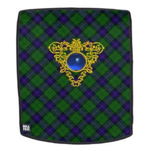BLAU GRÜNER SCHOTTISCHER TARTAN, GOLDENES KELTISCH RUCKSACK