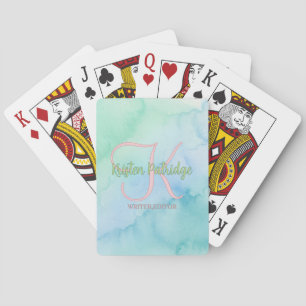 blau grüner Wasserfarb-Editor Schriftsteller Name Spielkarten