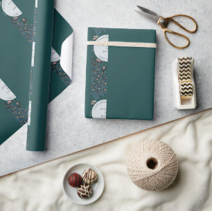 Blau-grünes Blumengeschenkpapier mit Pfauenmotiv z Geschenkpapier