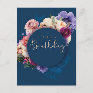 Blau-Happy Birthday Postkarte