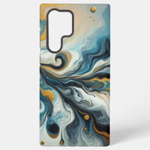 Blau, hellblau, goldfarbene Wirbel Samsung Galaxy Hülle