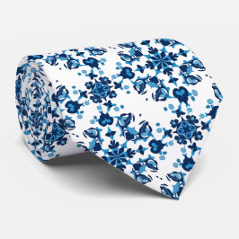 Blau, hellblau und weißes Petrolmuster großes Must Krawatte