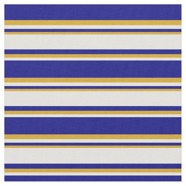 Blau, hellgelb und Goldenrod Linien Stoff (Nahaufnahme)