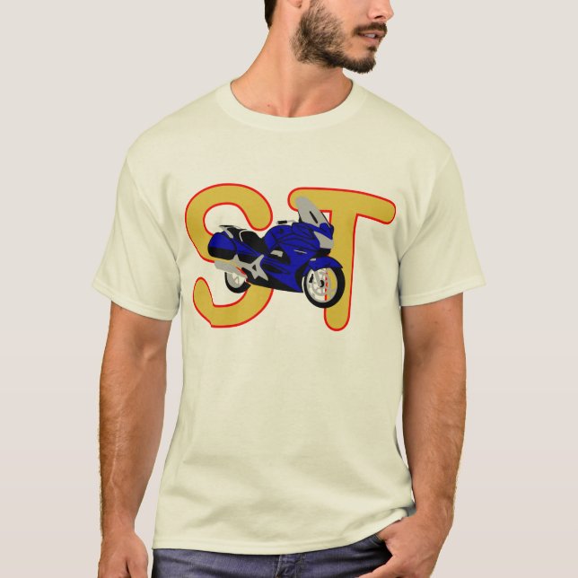 Blau Hondas ST1300 T-Shirt (Vorderseite)