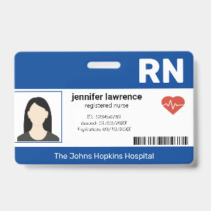 Blau   Hospital Medical Employee Foto ,BarCode ID Ausweis