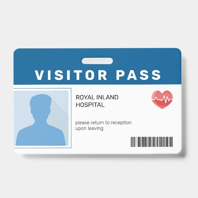 Blau | Hospital Visitor Pass Abzeichen Ausweis (Vorderseite)