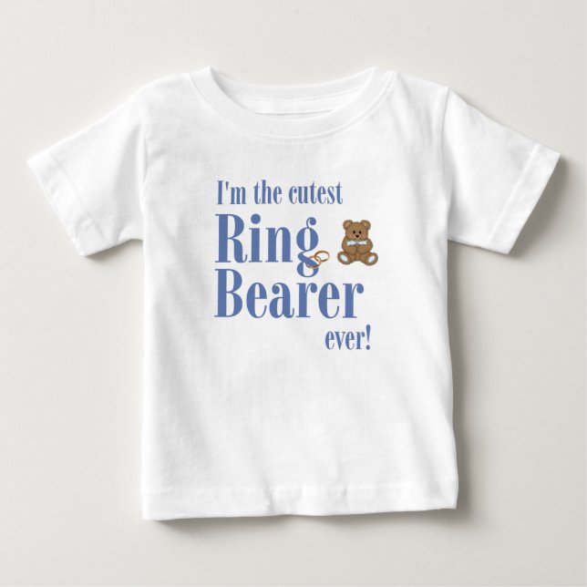 Blau Ich bin der Niedlichste Ringträger aller Zeit Baby T-shirt (Vorderseite)
