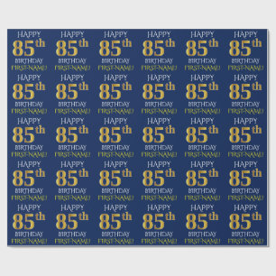 Blau, Imitat-Gold "GLÜCKLICHER 85. GEBURTSTAG " Geschenkpapier