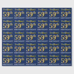 Blau, Imitat-Gold-Look "59. GEBURTSTAG" Geschenkpapier