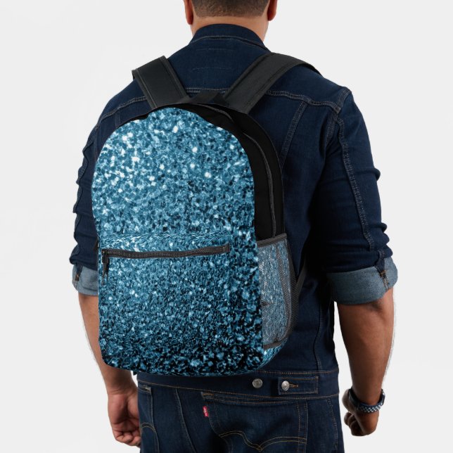 Blau-Imitate Glitzer Glitzern und schwarz Bedruckter Rucksack (Insitu (Modell))