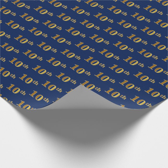 Blau, Imitate Gold 10. (10.) Event Wrapping Paper Geschenkpapier (Ecke)