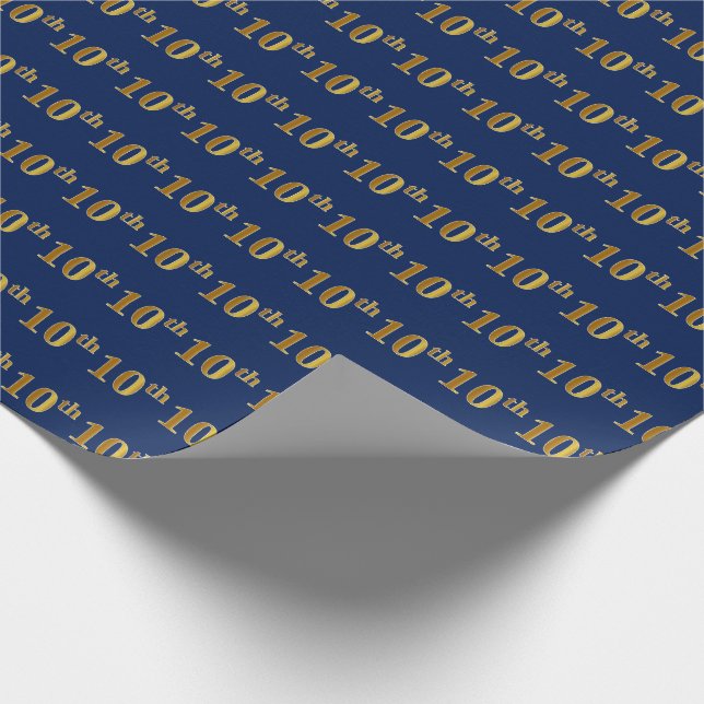 Blau, Imitate Gold 10. (10.) Event Wrapping Paper Geschenkpapier (Ecke)