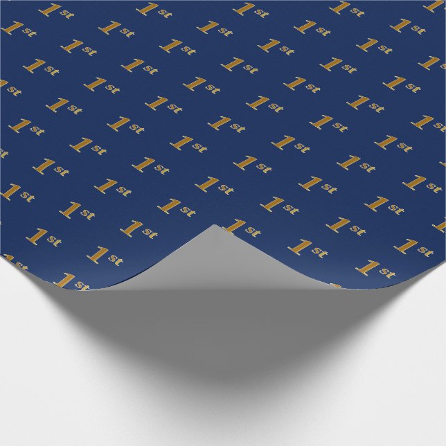 Blau, Imitate Gold 1. (First) Event Wrapping Paper Geschenkpapier (Ecke)